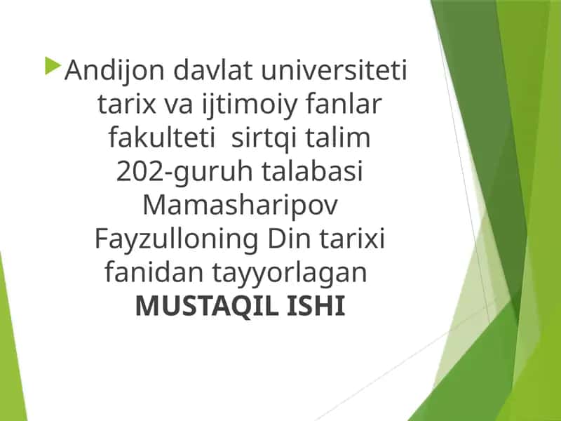 Milliy dinlar tushunchasi va ta'limotlari 1