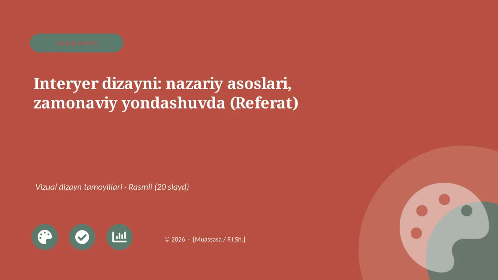 Interyer dizayni: nazariy asoslari, zamonaviy yondashuvda (Referat) 1