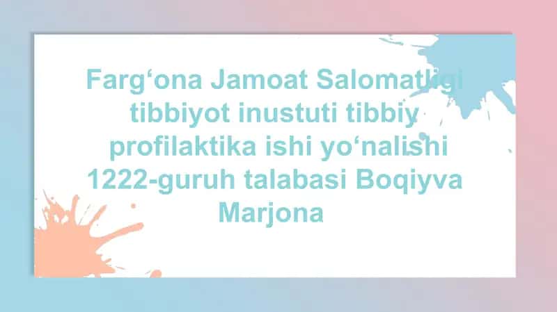 Tuproqning gigiyenik axamiyati 1