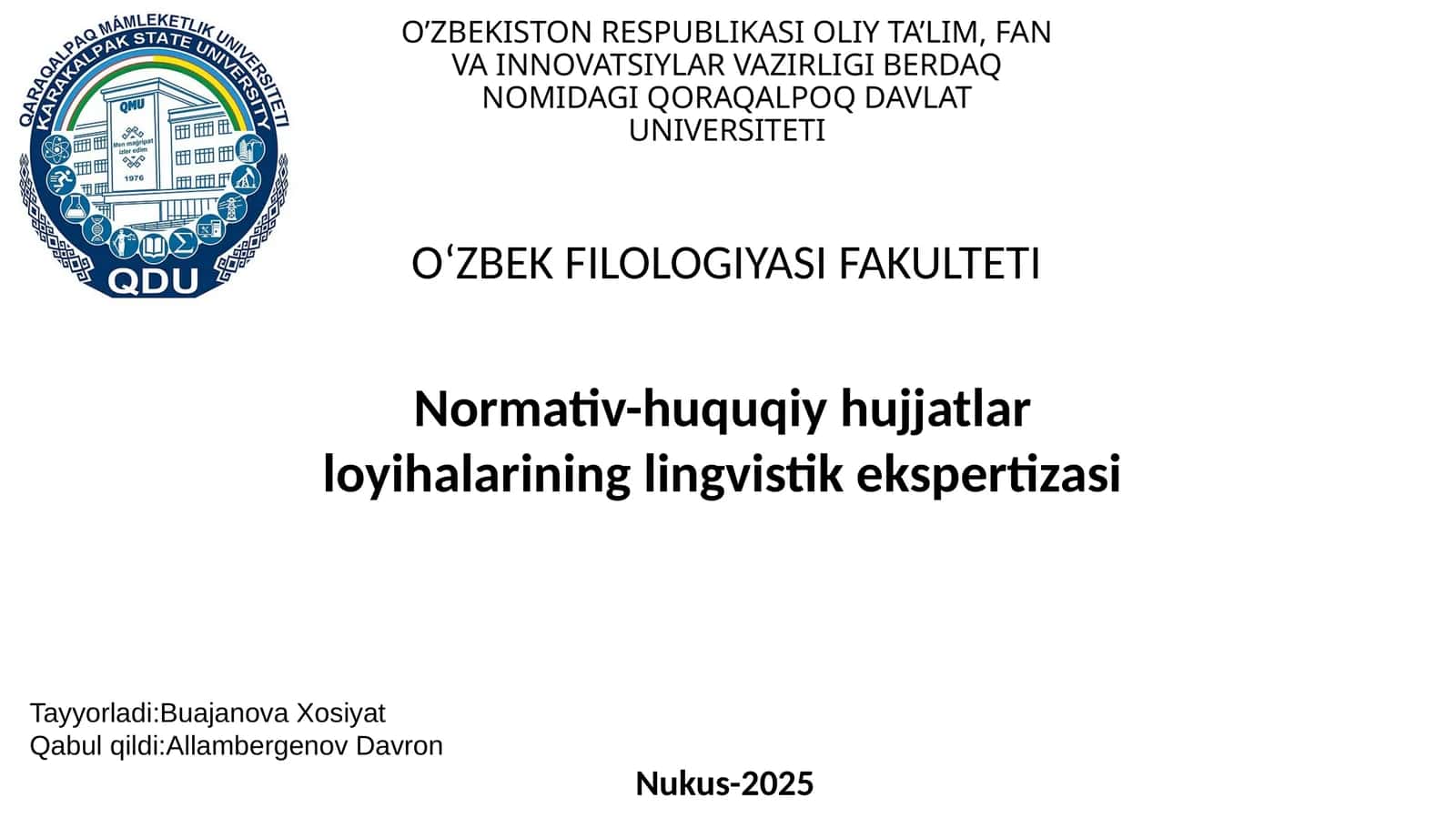 Normativ-huquqiy hujjatlar loyihalarining lingvistik ekspertizasi 1