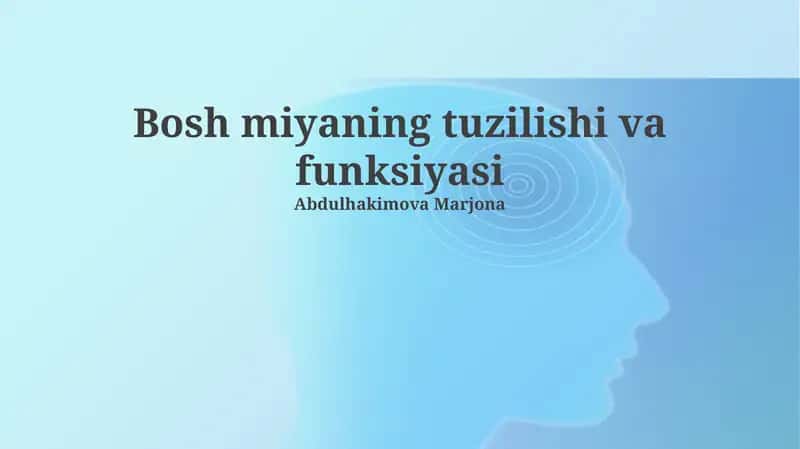 Bosh miyaning tuzilishi va funksiyasi 1