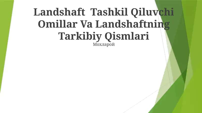 Landshaft Tashkil Qiluvchi Omillar Va Landshaftning Tarkibiy Qismlari 1