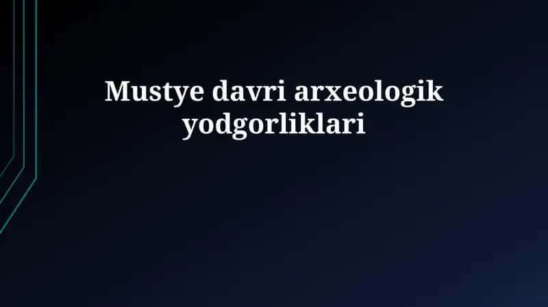 Mustye davri arxeologik yodgorliklari 1