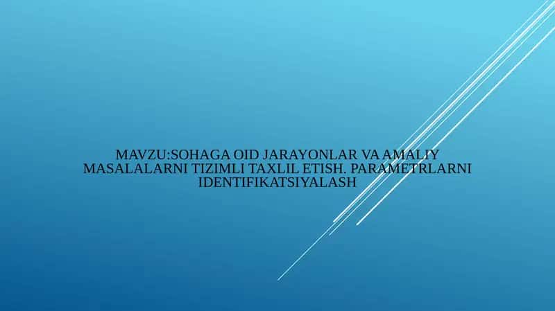 Iqtisodiy jarayonlar va amaliy masalarni tizimli taxlil etish 1