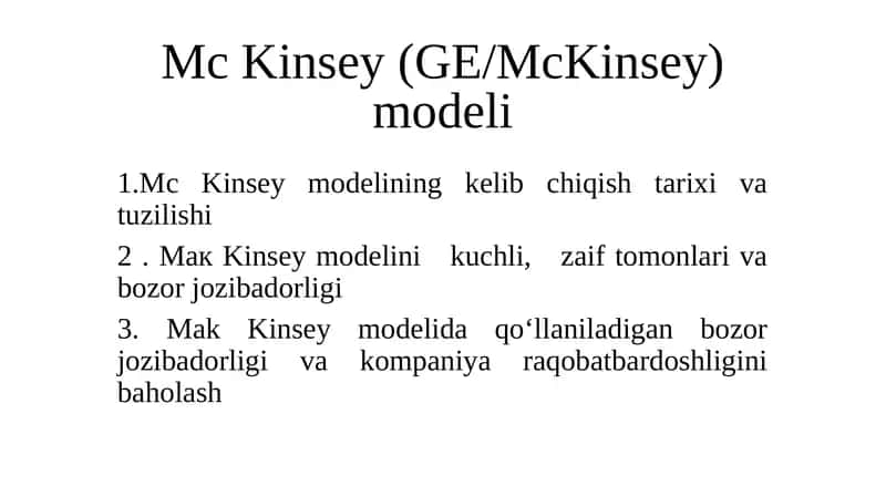 Mc Kinsey modeli 1