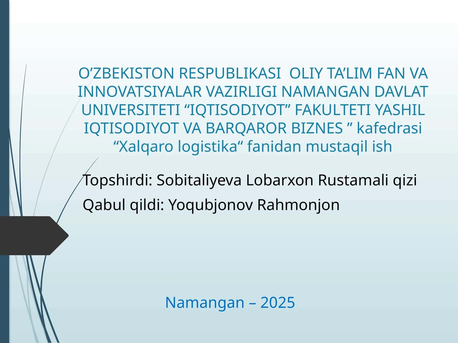 Xalqaro yuk tashuvlar 1