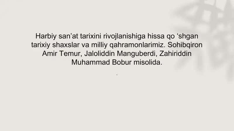 Amir Temur harbiy san'at tarixi rivojlantirishda strategik rejalashtirishni joriy etishi 1