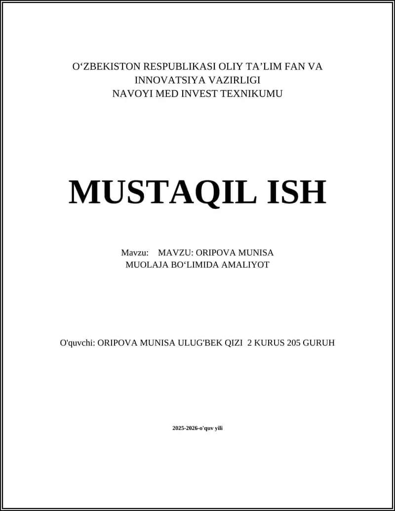 ORIPOVA MUNISA 2 KURUS 205 GURUH 1