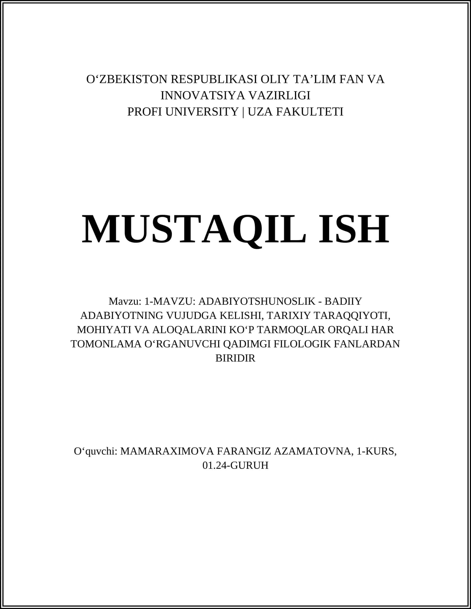 ADABIYOTSHUNOSLIK 1