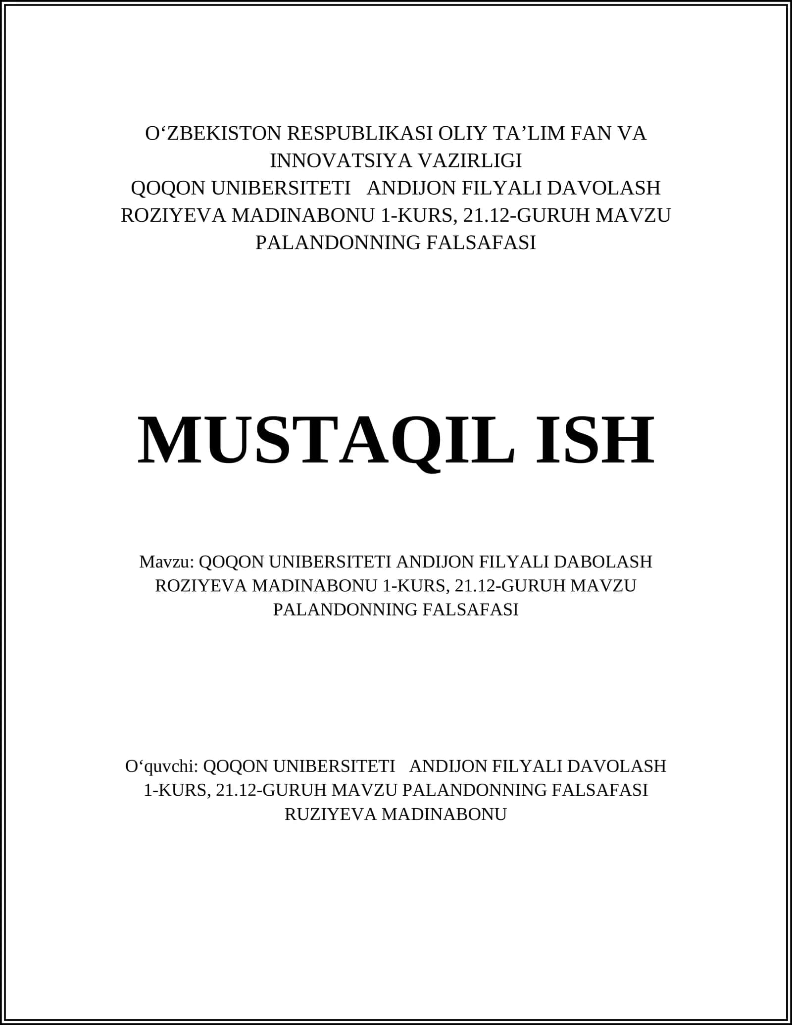 Palandonning falsafiy asoslari 1