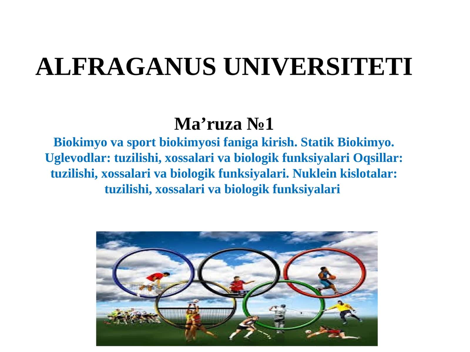 Biokimyo va sport biokimyosi faniga kirish 1