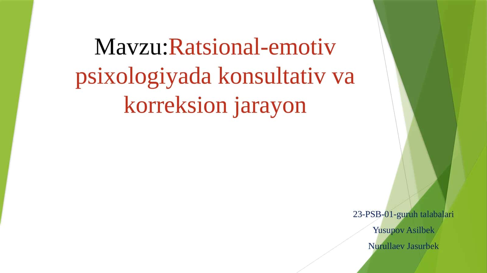 Ratsional-emotiv psixologiyadagi konsultativ va korreksion jarayon 1