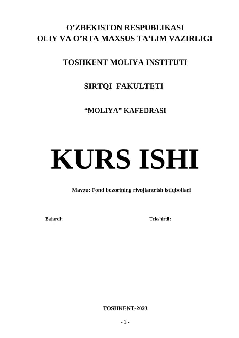 Fond Bozorining Rivojlantrish Istiqbollari 1
