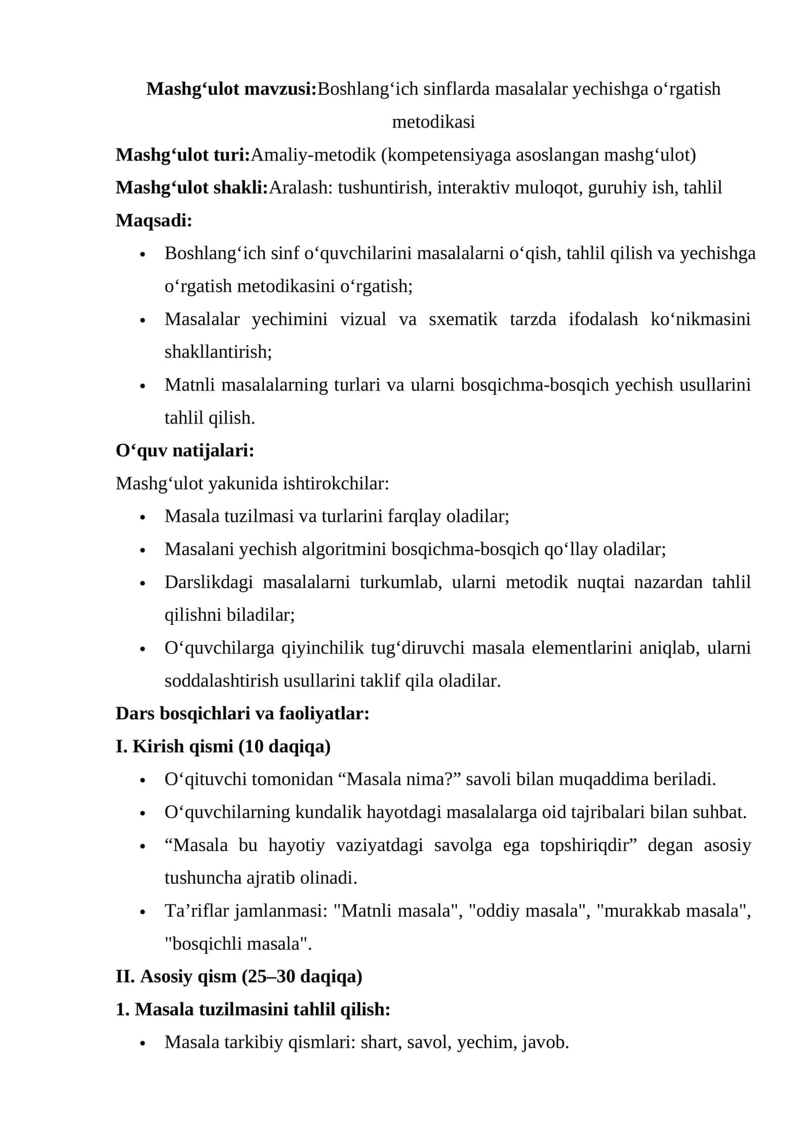 Boshlang‘ich sinflarda masalalar yechishga o‘rgatish metodikasi 1
