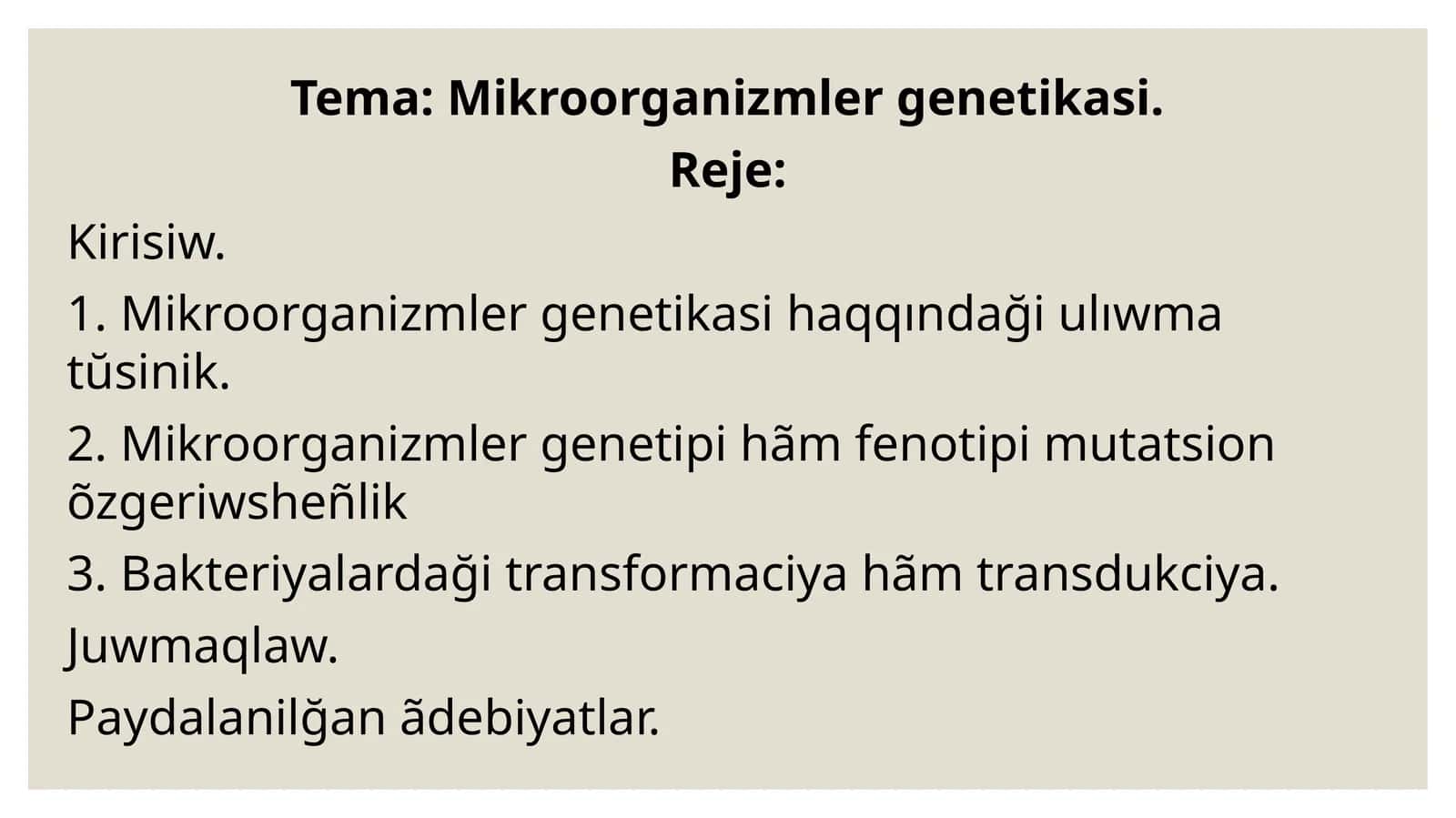 Mikroorganizmler genetikasi 1