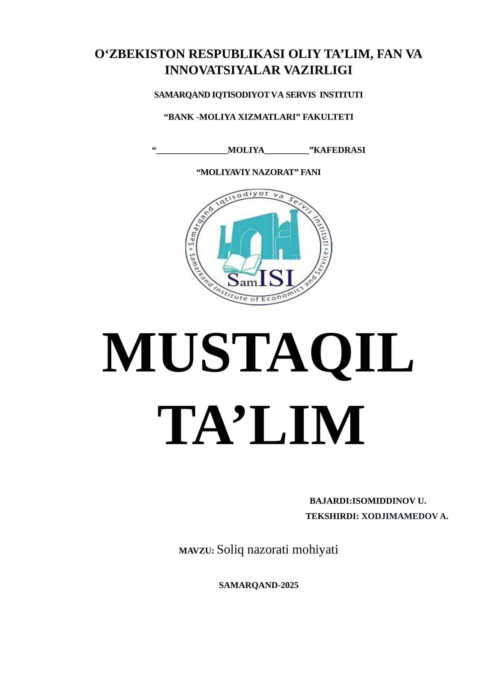 Soliq nazorati mohiyati 1