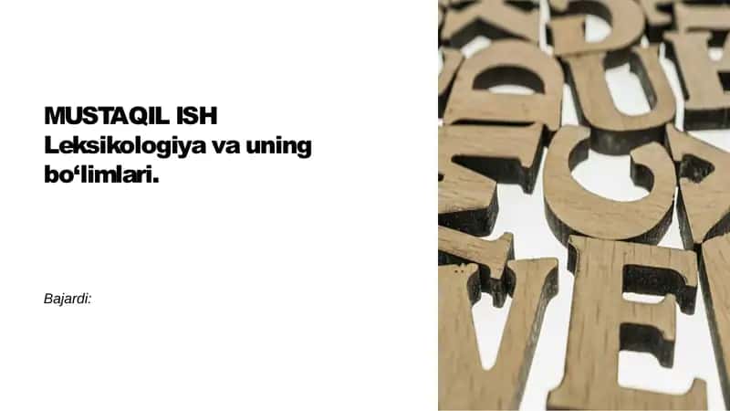 Leksikologiya va uning bo'limlari 1