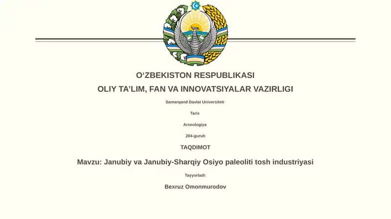 Janubiy va Janubiy-Sharqiy Osiyo paleoliti tosh industriyasi 1