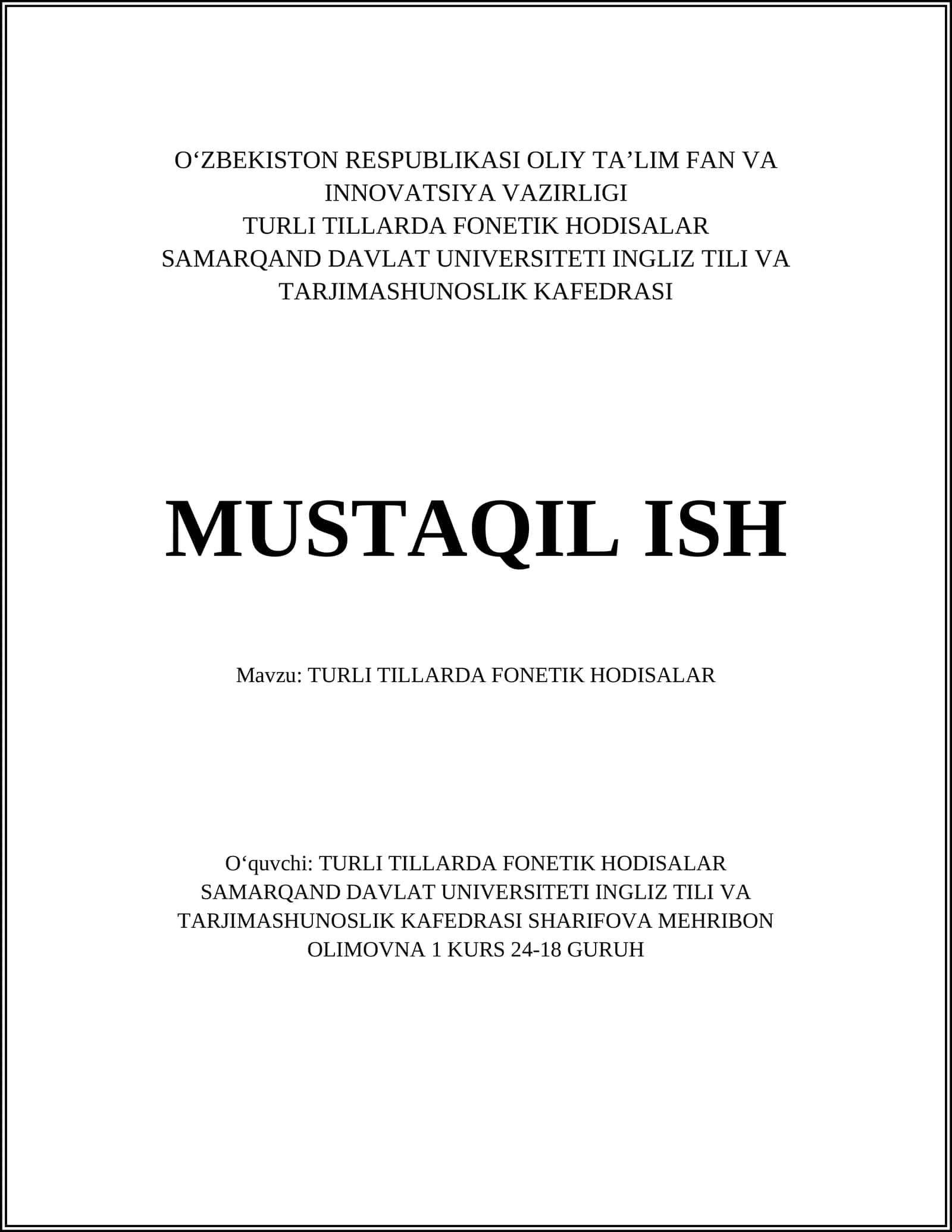 TURLI TILLARDA FONETIK HODISALAR 1