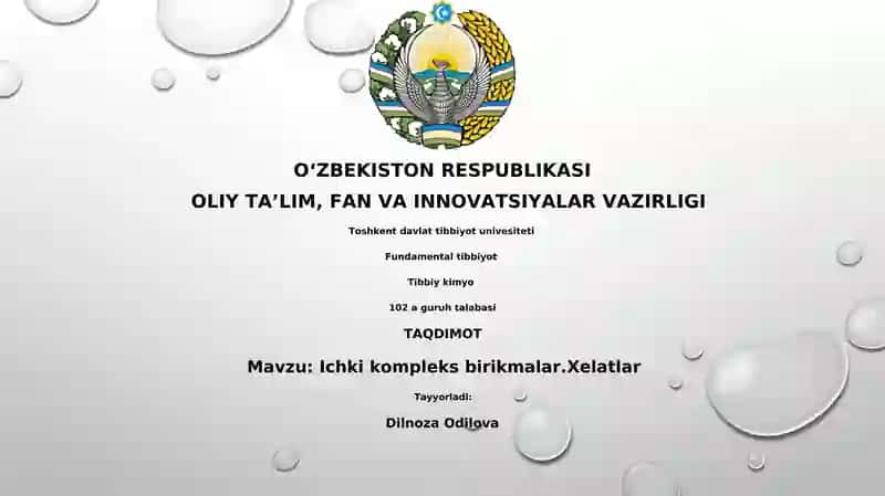 Ichki kompleks birikmalar.Xelatlar