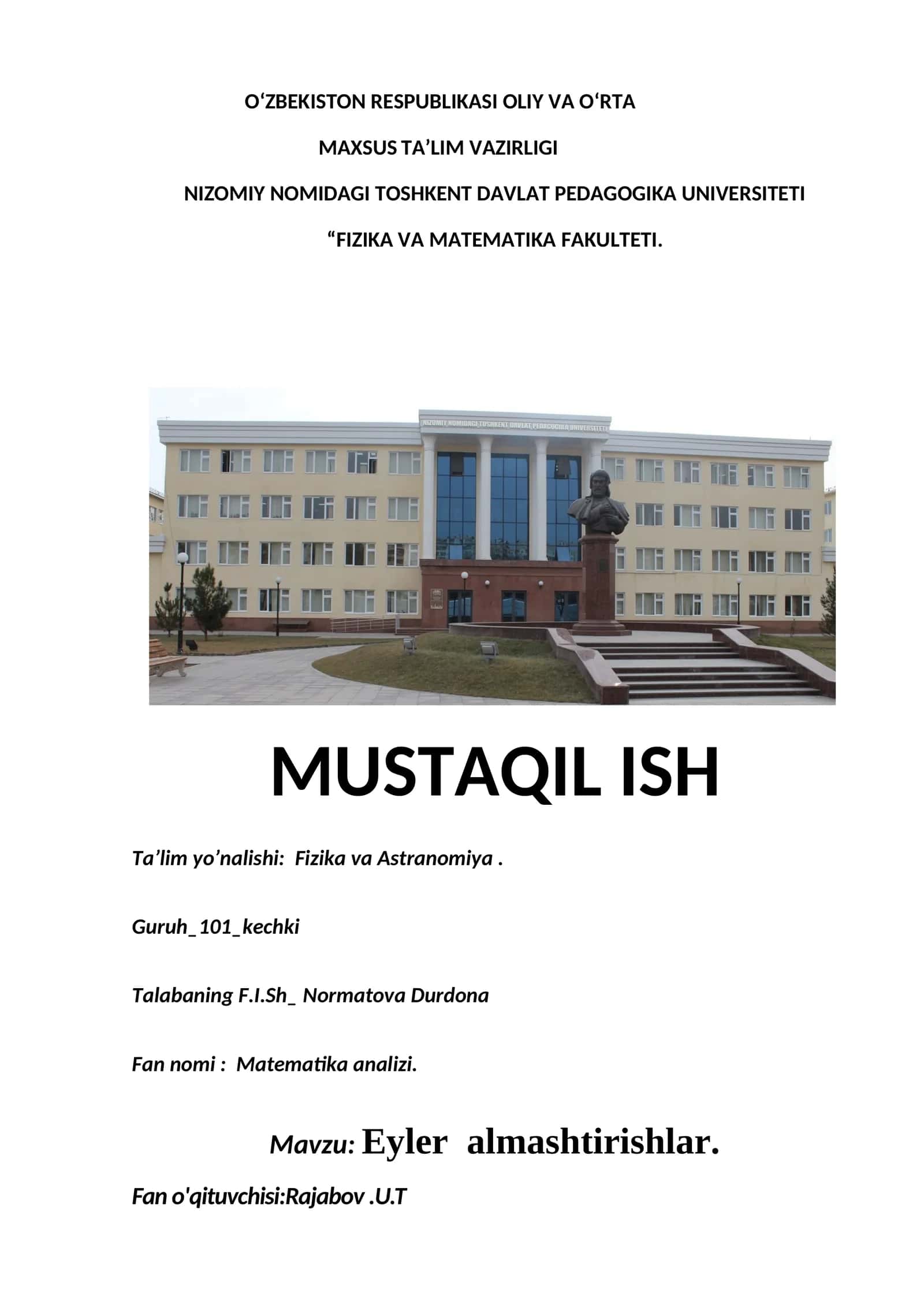 Eyler almashtirishlar 1
