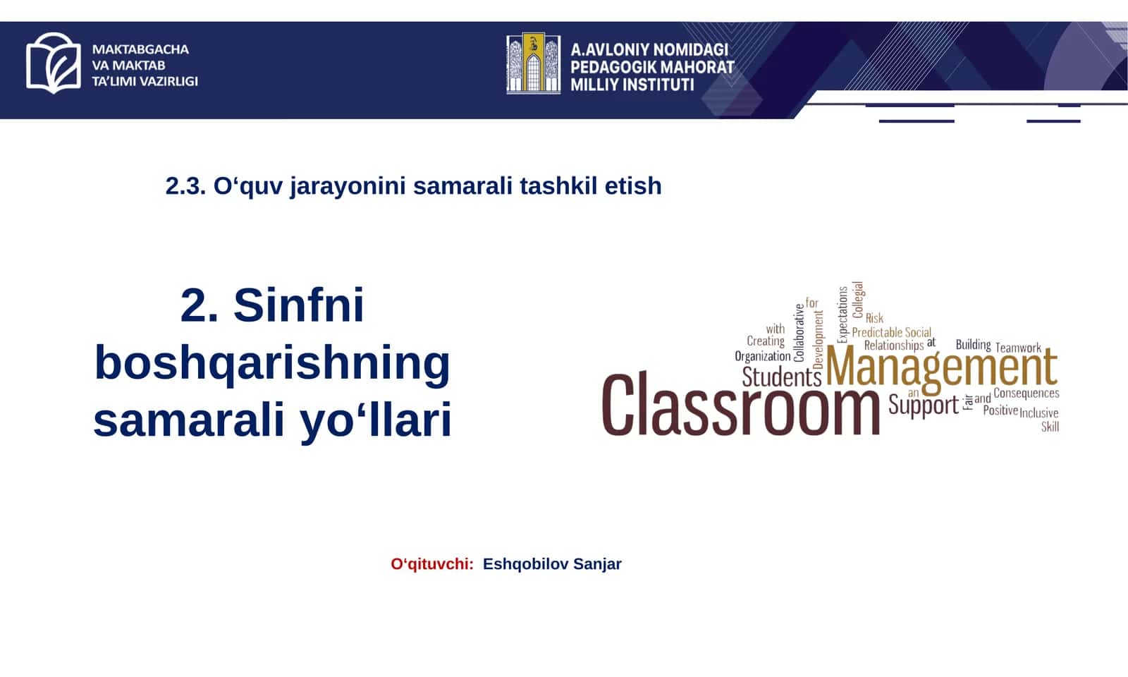 Sinfni boshqarishning samarali yoʻllari 1
