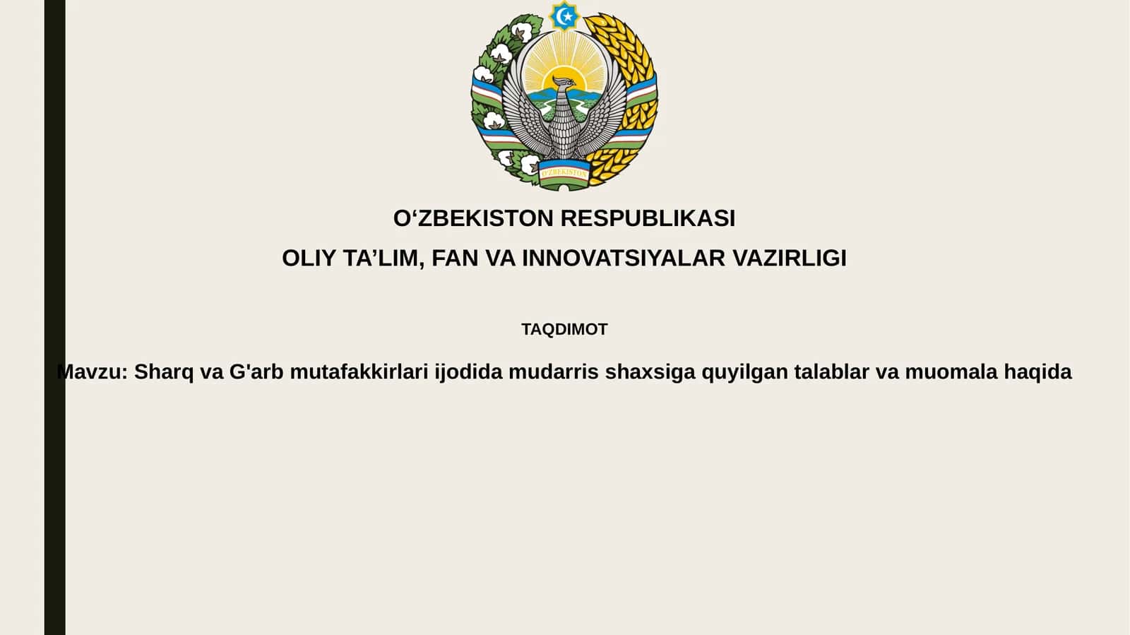 Sharq va G'arb mutafakkirlari ijodiy amudarris shaxsiga quyilgan talablar va muomalahaqida 1