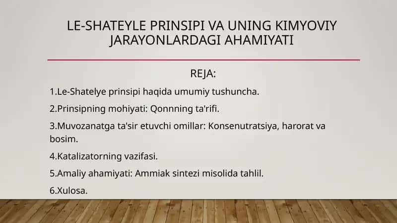 Le-Shateyle prinsipi va uning kimyoviy jarayonlardagi ahamiyati 1