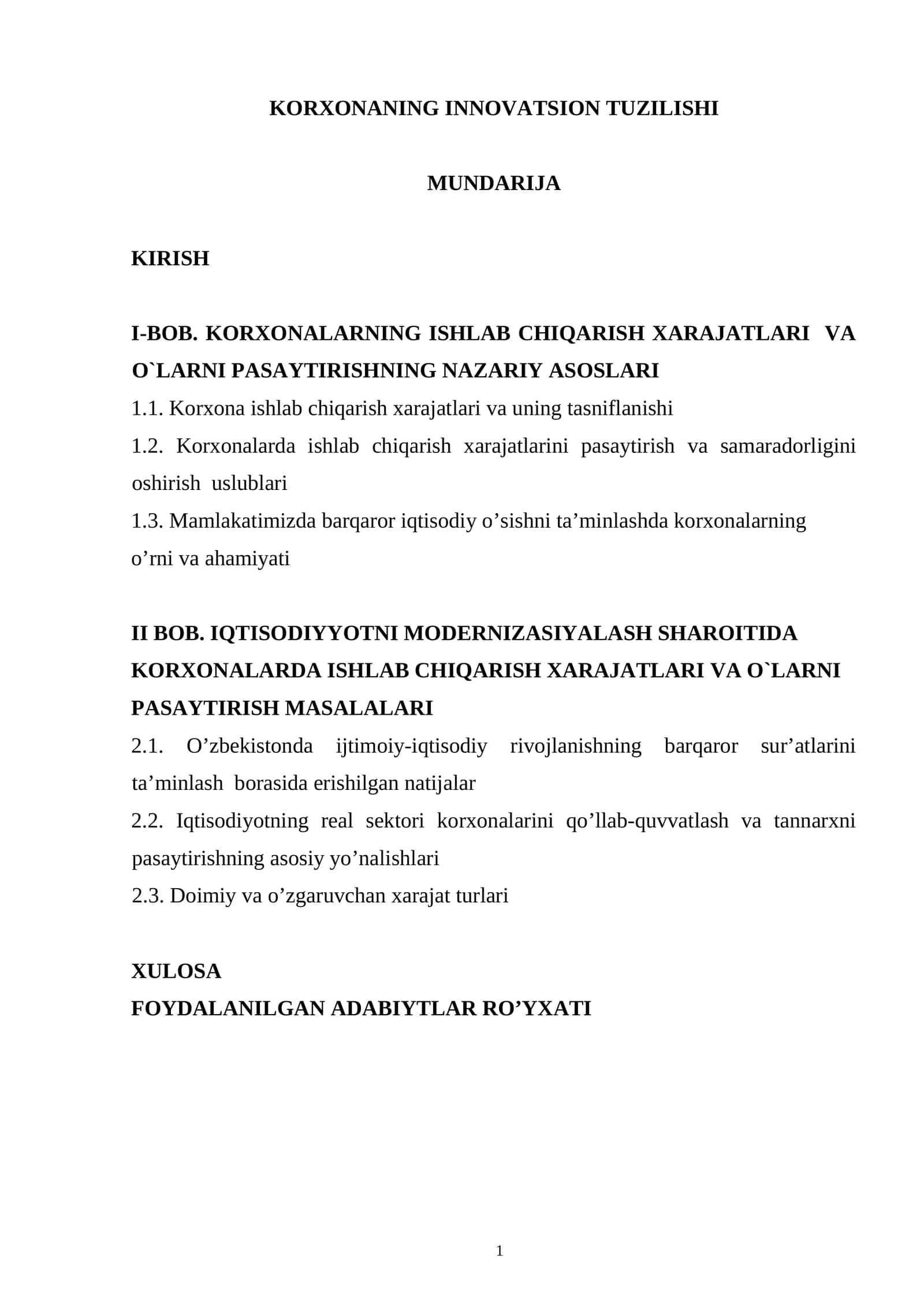 KORXONA XARAJATLARI ULARNING TARTIBI VA TURLARI 1