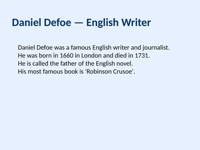 Britaniya adabiyoti: Daniel Defo 1
