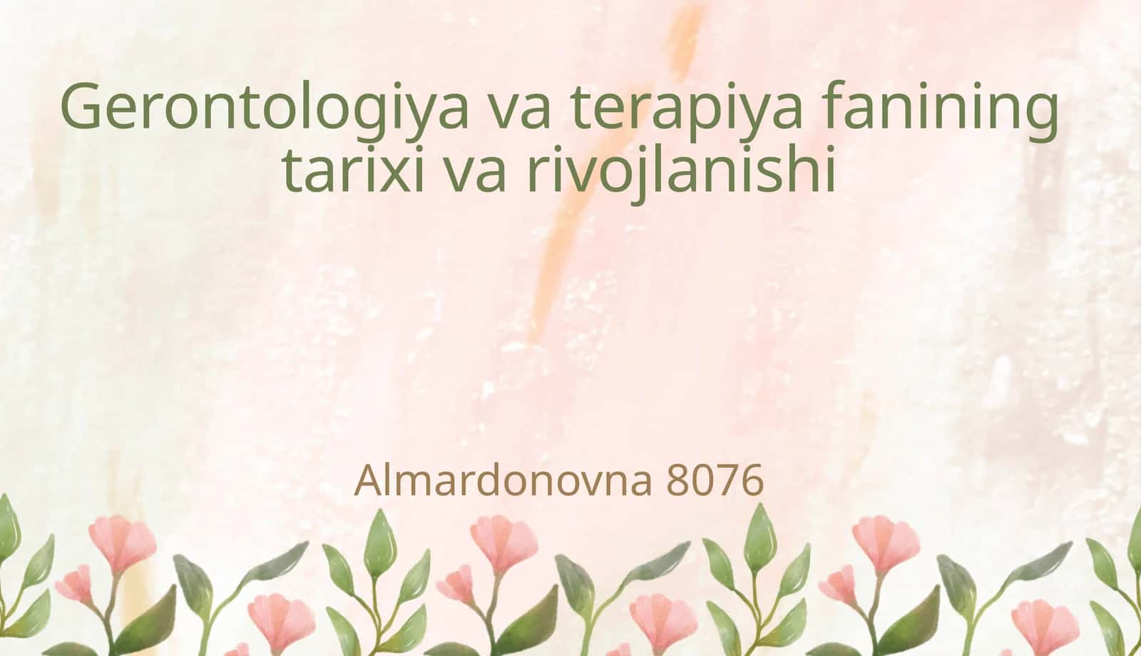 Gerontologiya va terapiya fanining tarixi va rivojlanishi 1
