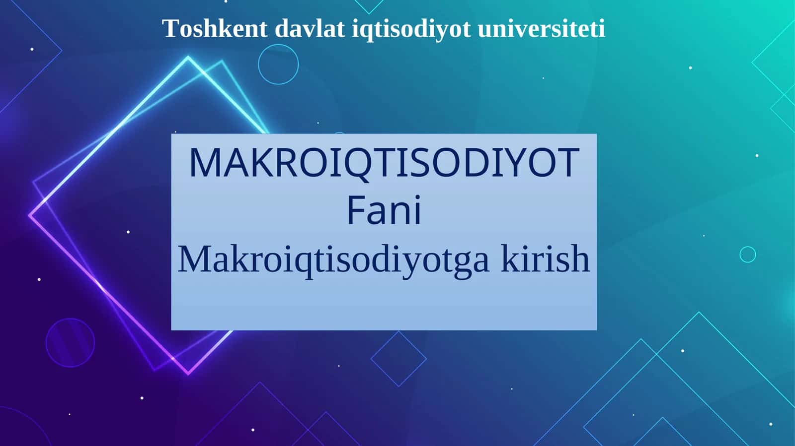 Makroiqtisodiyot fani tushunchasi 1