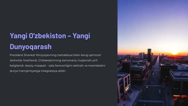 Yangi O'zbekiston – Yangi Dunyoqarash 1