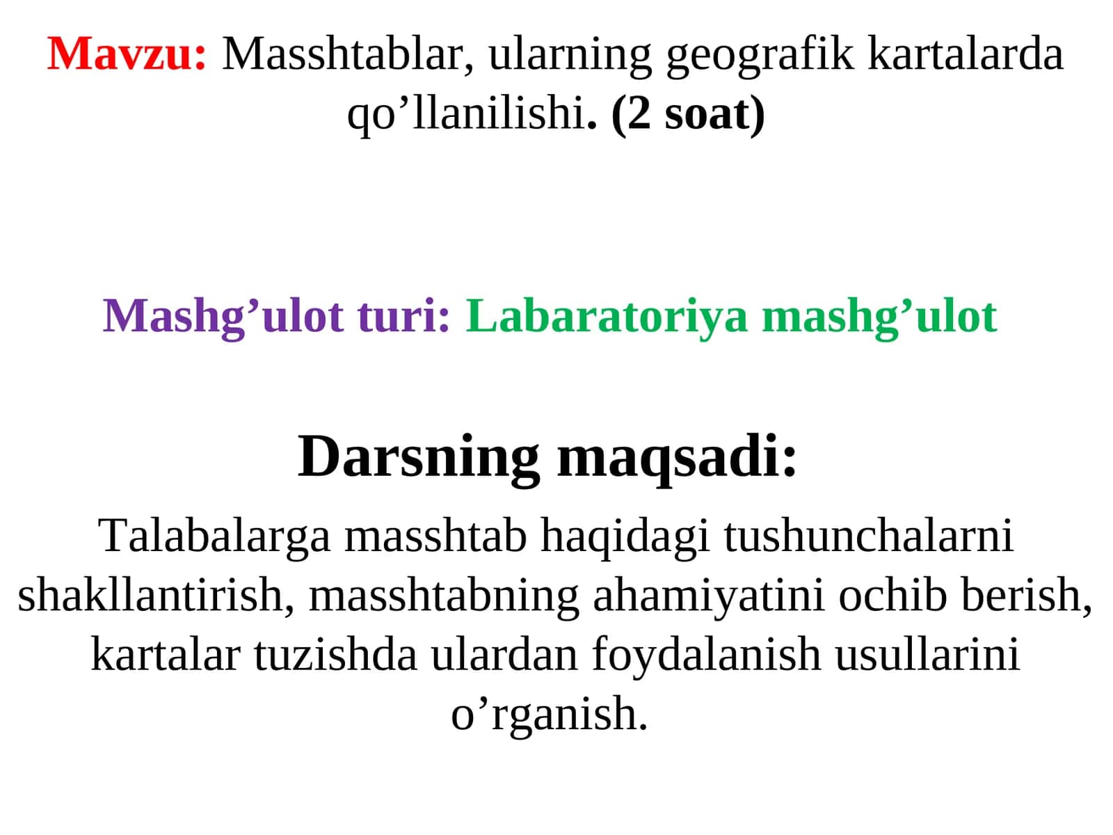 Masshtablar, ularning geografik kartalarda qo’llanilishi 1