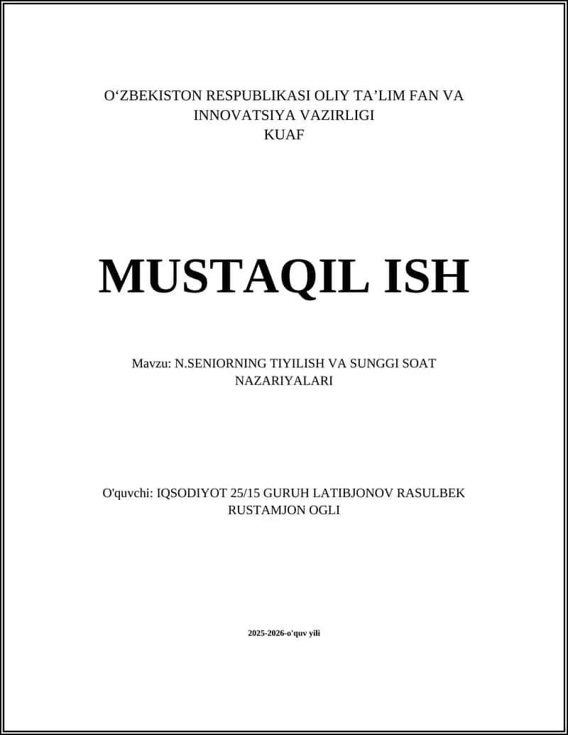 N.SENIORNING TIYILISH VA SUNGGI SOAT NAZARIYALARI 1