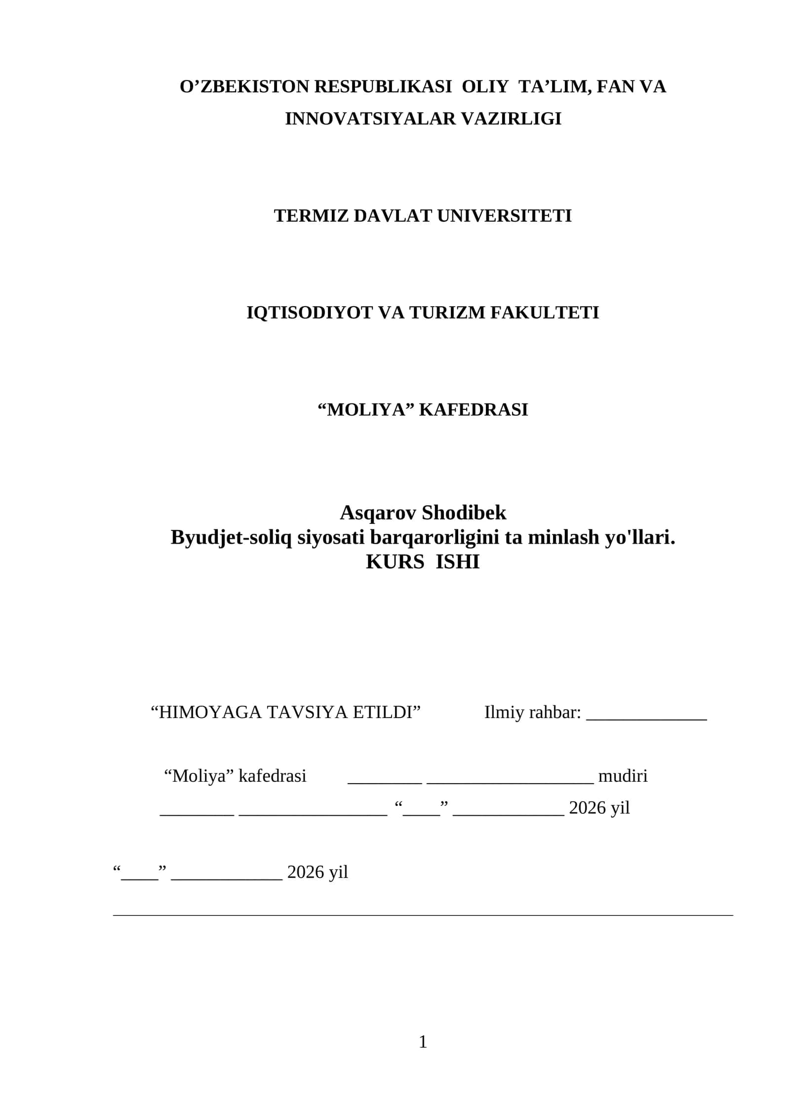 Byudjet-soliq siyosati barqarorligini ta minlash yo'llari 1