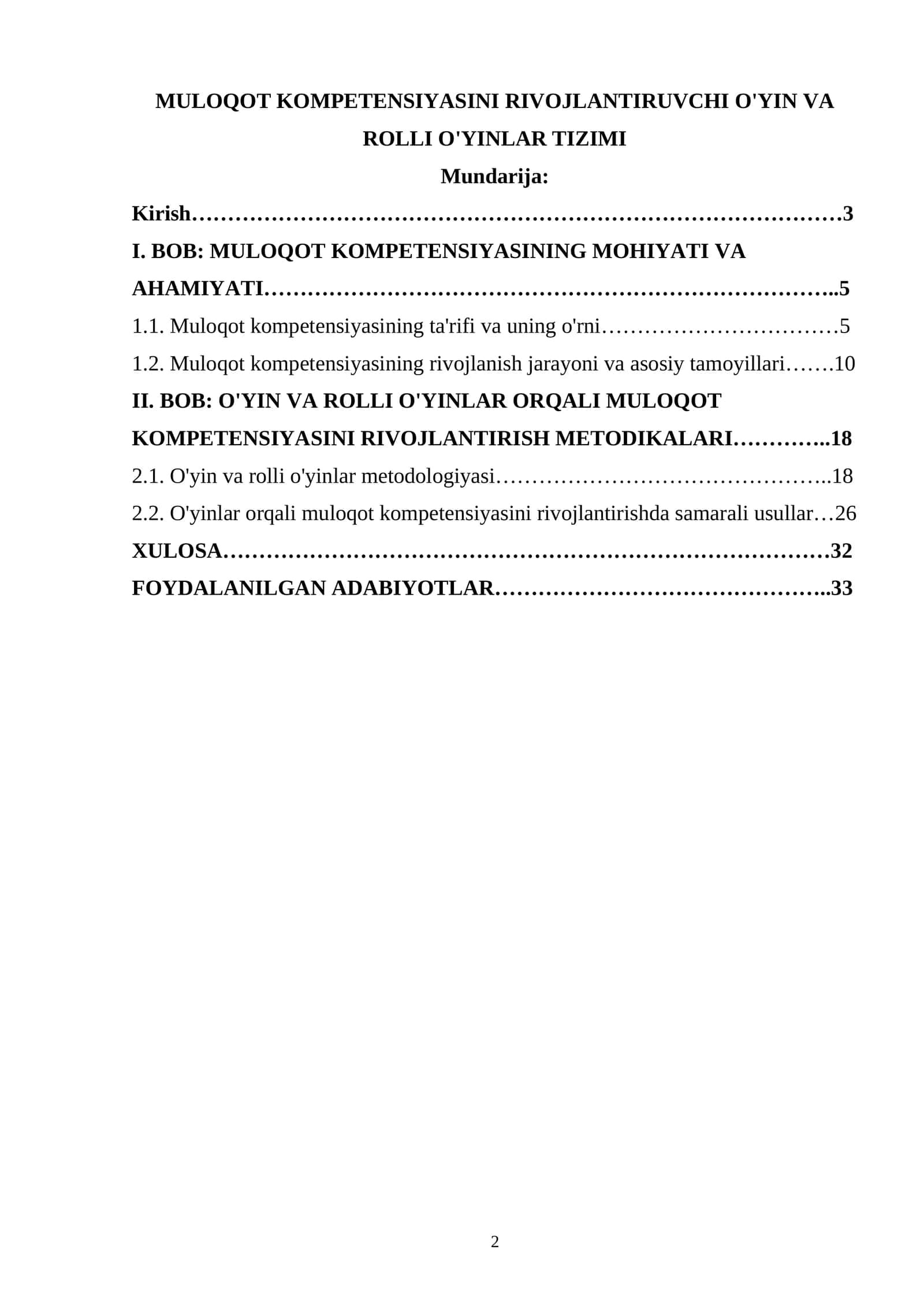 MULOQOT KOMPETENSIYASINI RIVOJLANTIRUVCHI O'YIN VA ROLLI O'YINLAR TIZIMI 1