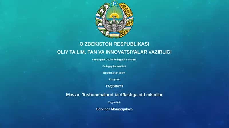 Tushunchalarni ta'riflashga oid misollar 1