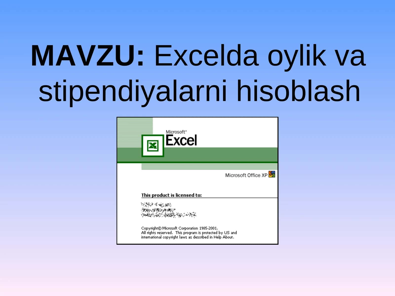 Excelda oylik va stipendiyalarni hisoblash 1