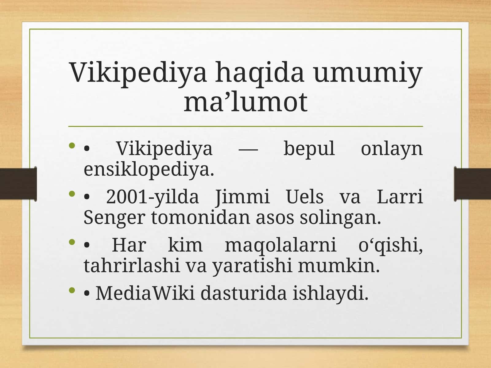 Vikipediya haqida umumiy ma’lumot 1
