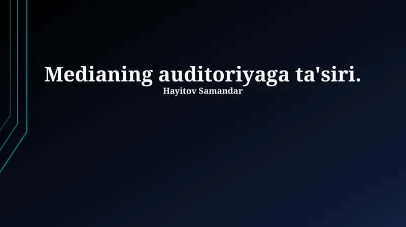 Ommaviy axborot vositalarining ta'siri 1