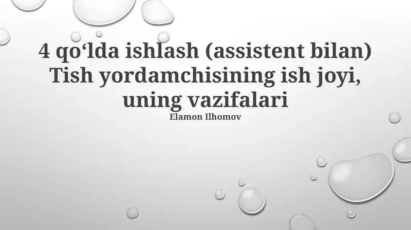 Tish yordamchisining ish joyi va jihozlari 1