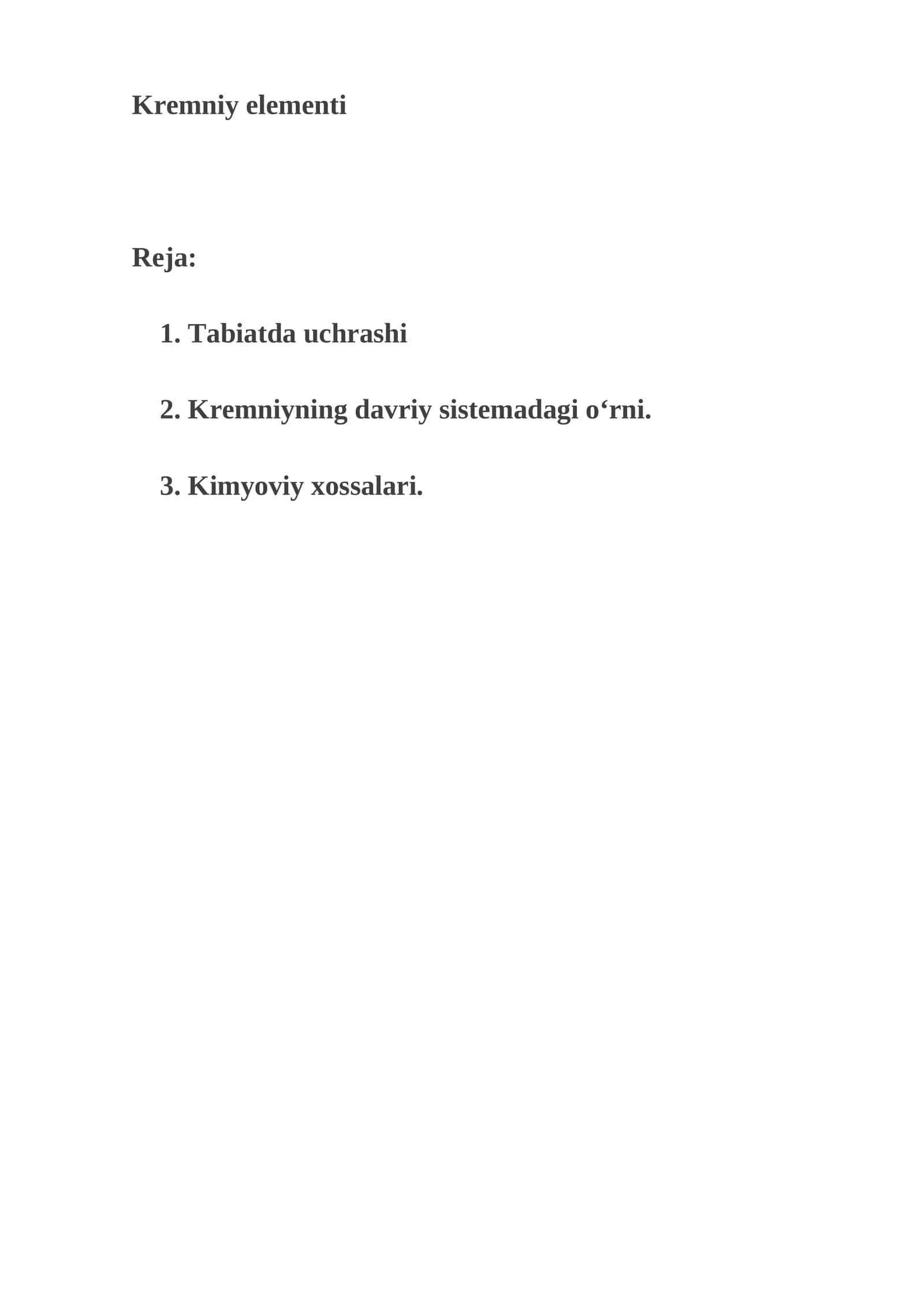 Kremniy elementi 1