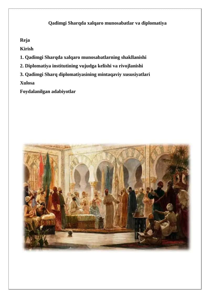 Qadimgi Sharqda xalqaro munosabatlar va diplomatiya 1