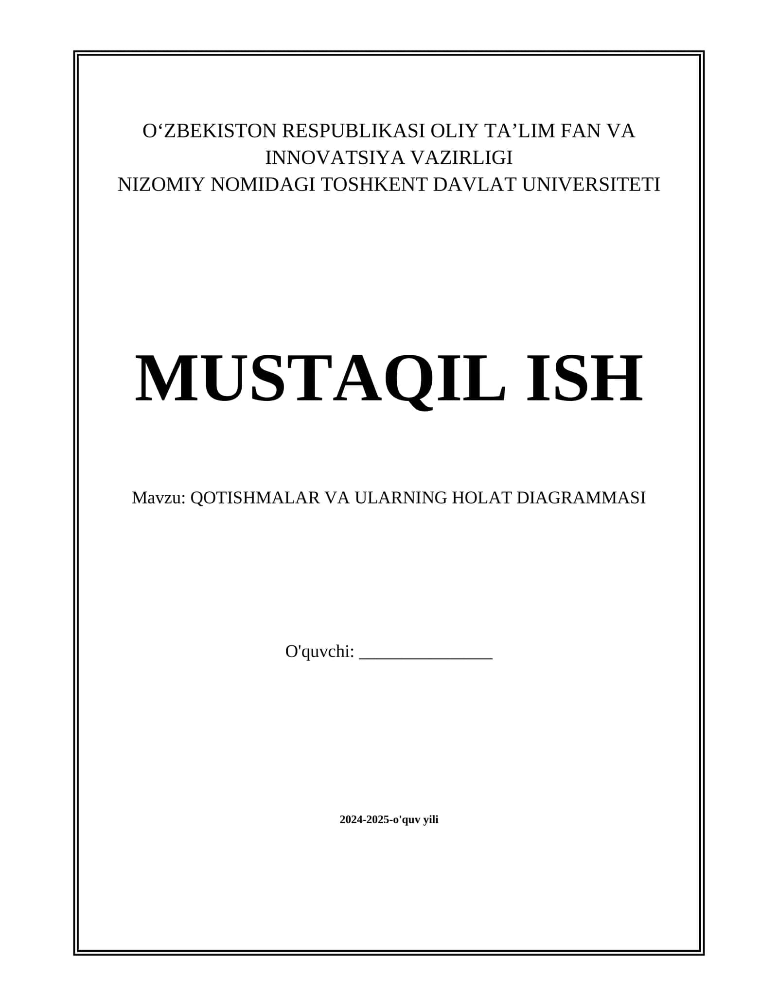 QOTISHMALAR VA ULARNING HOLAT DIAGRAMMASI 1