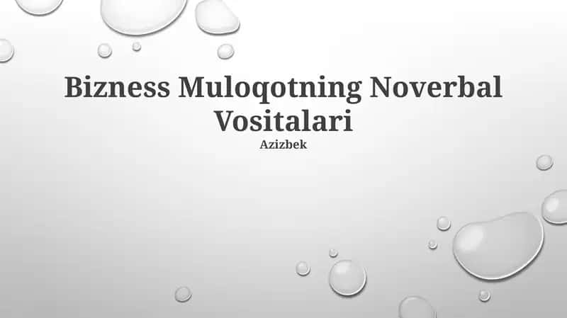 Bizness Muloqotning Noverbal Vositalari 1
