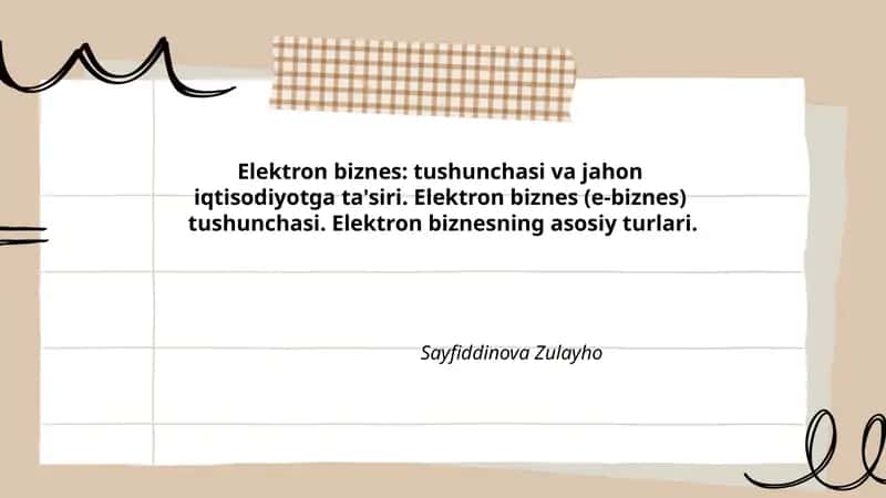 Elektron biznes: tushunchasi va jahon 1