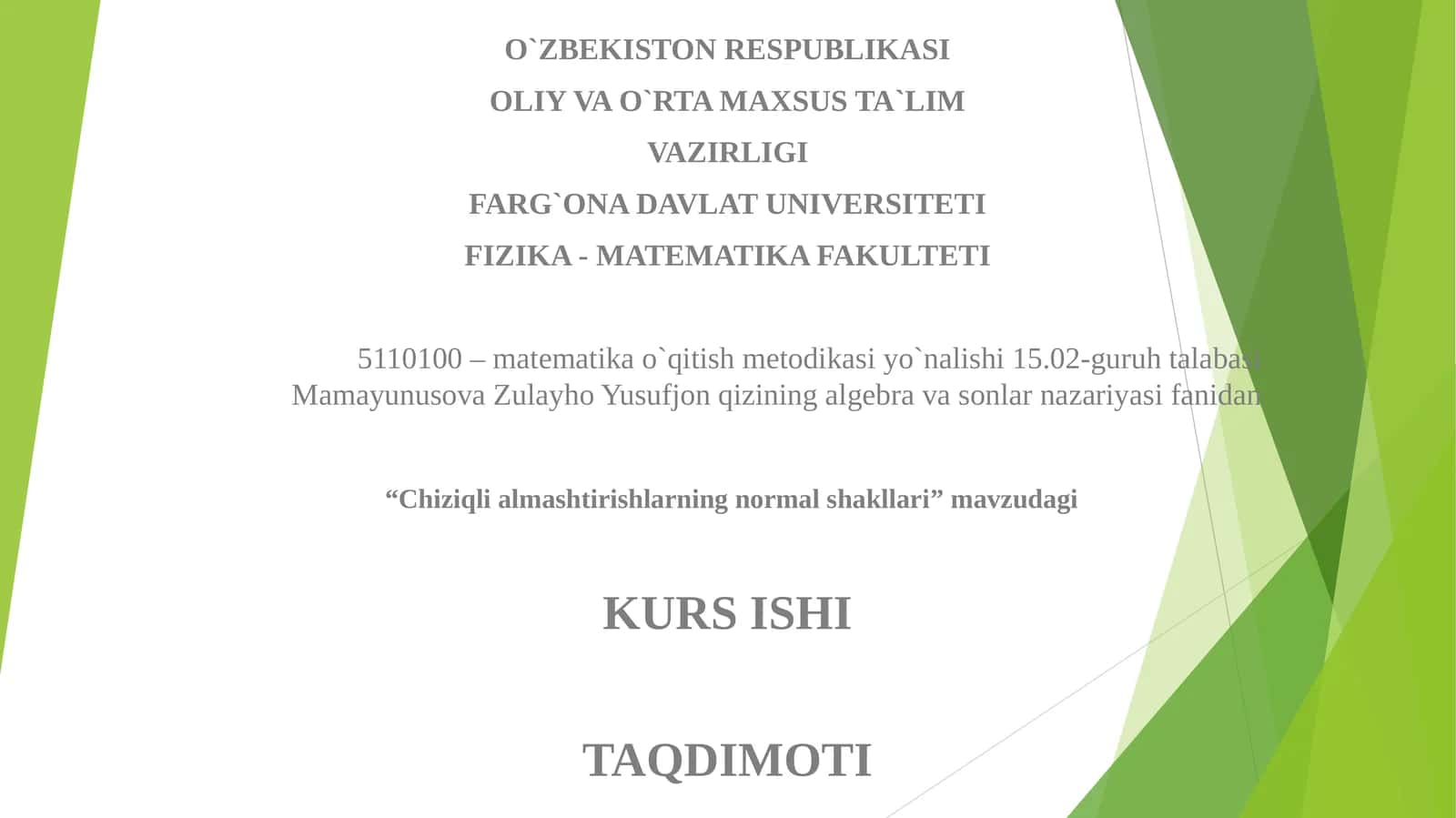 Chiziqli almashtirishlarning normal shakllari 1