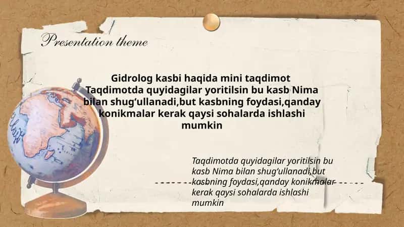 Gidrolog kasbi haqida mini taqdimot 1