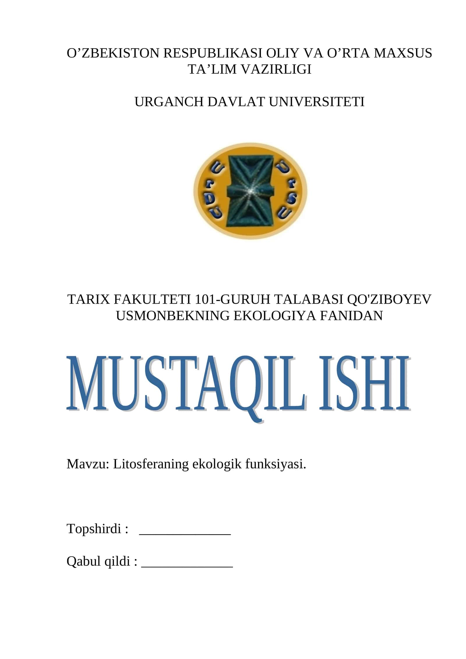 Litosferaning ekologik funksiyasi 1